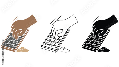 A hand applying soap to a bar with different color options