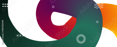 Abstract swirl shapes with colorful gradient on transparent background