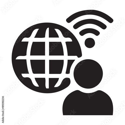 Global Connectivity and Digital Communication Icon Representing Worldwide Internet Access and Human Interaction