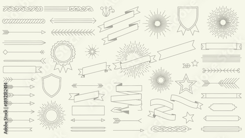 Collection of Vintage Decorative Elements and Ornate Dividers.