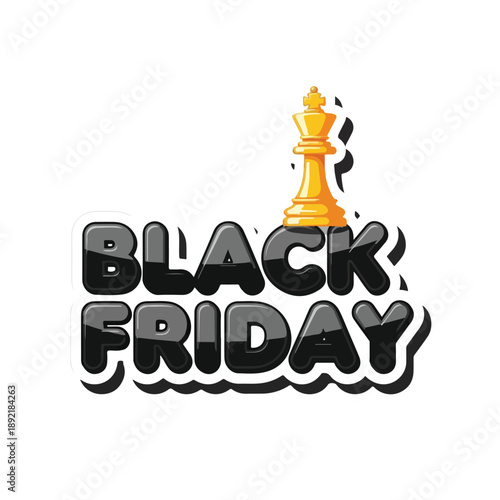 A golden chess king piece stands triumphantly above bold black Friday text on a promotional banner