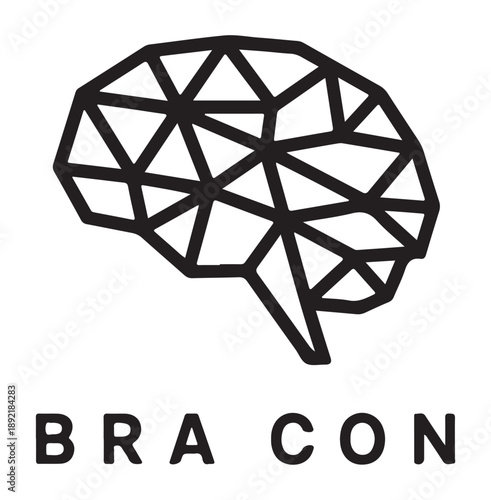 Geometric Brain Logo with Text Bra Con