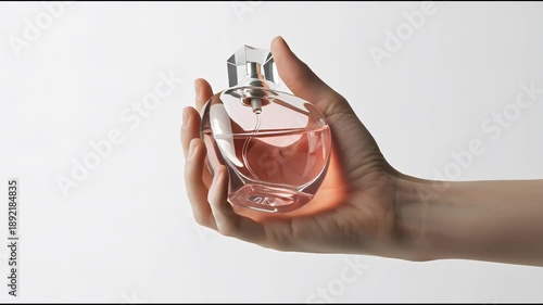 Holding a bottle of perfume in hand in soft light