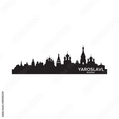 Silhouette of yaroslavl russia cityscape with prominent architectural landmarks