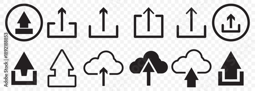 File upload icon for apps and website. vector illustration collection. File upload icon solid style collection. flat style symbols on transparent background. EPS 10.