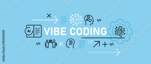 vibe coding banner modern software development and artificial intelligence collaboration projects programming and developer experience with AI agents
