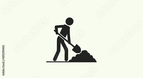 Person digging with shovel icon silhouette.