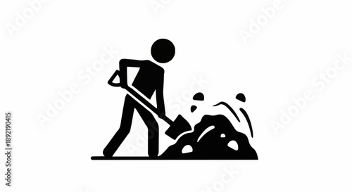 Person digging with shovel icon symbol.