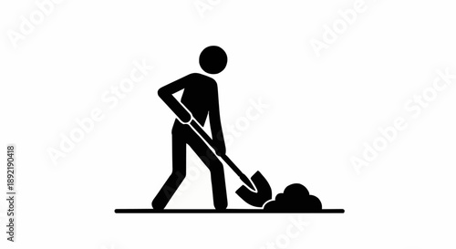 Person digging with shovel icon symbol.