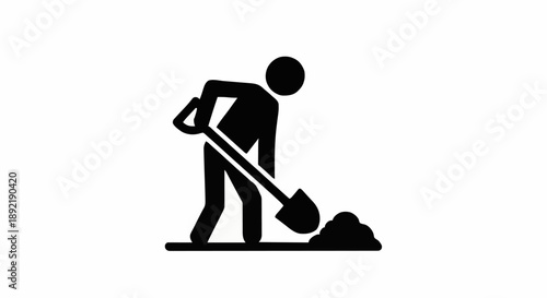 Person digging with shovel icon silhouette.