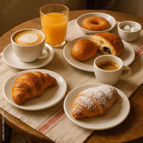 croissant and cup of coffee breakfast
