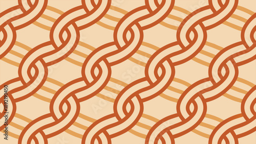 Minimalist Organic Line Art Vector Featuring Terracotta Orange Interwoven Nautical Ropes.eps