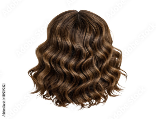 Elegant wavy brown hair on black backdrop, showcasing graceful movement, confidence, and modern beauty in a sophisticated fashion portrait