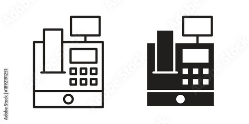 Cash register icon vector isolated on white background. Simple icon set.