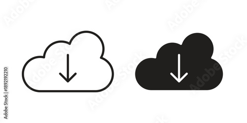 Cloud download icon vector isolated on white background. Simple icon set.