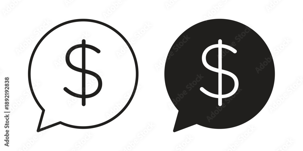 Fototapeta premium Comment dollar icon vector isolated on white background. Simple icon set.