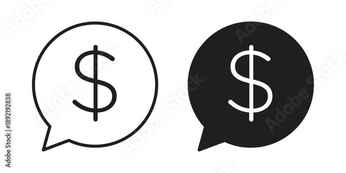 Comment dollar icon vector isolated on white background. Simple icon set.