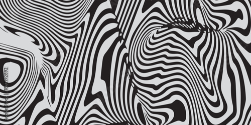 Tableau sur toile Abstract Black and White Swirling Pattern.