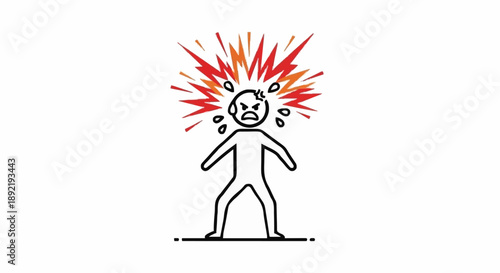 Person Exploding With Anger And Frustration.