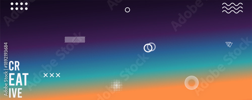 Gradient Sunset with Geometric Shapes on Abstract Background