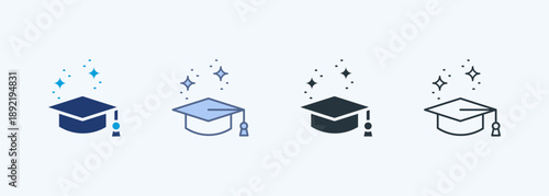 Graduation Cap Multiple Style Icon Collection