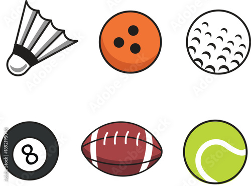 Set of Sports ball Icons Vector Illustration Isolated