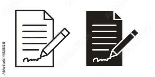 Document signed icon vector isolated on white background. Simple icon set.