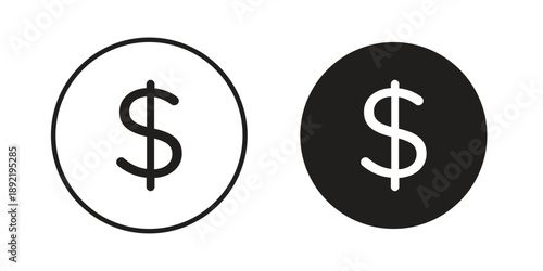 Dollar icon vector isolated on white background. Simple icon set.