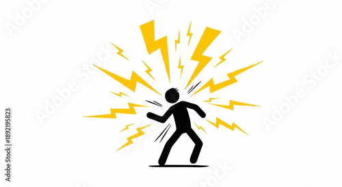 Person struck by lightning bolt energy.