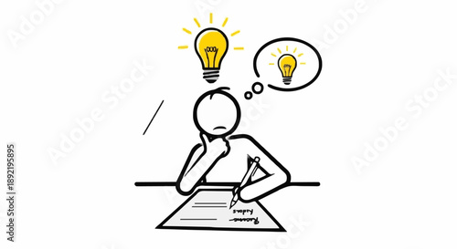 Person thinking with lightbulb idea symbol above head.