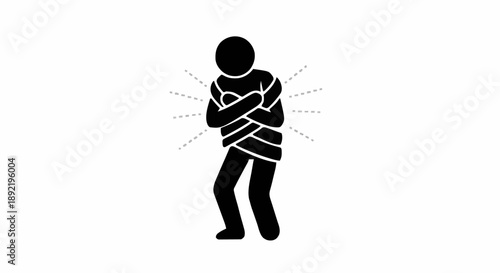 Person shivering cold icon representing freezing temperature or illness.