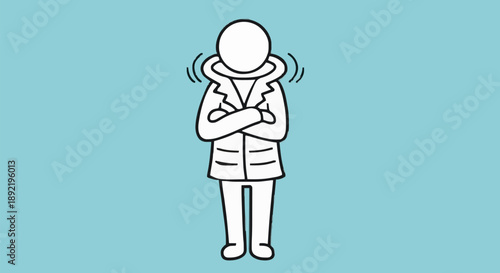 Person shivering in a winter coat feeling cold.