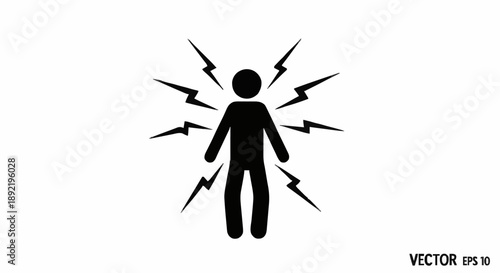 Person silhouette with radiating energy bolts symbol.