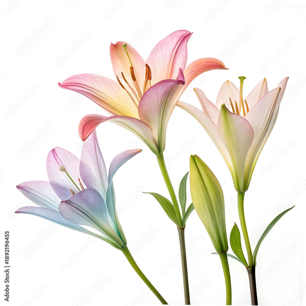 Obraz premium magic blooming flowers timelapse white background