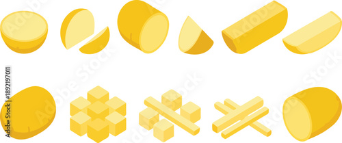 Potato Vector Collection – Whole, Sliced, and Cooking Ingredient Illustrations