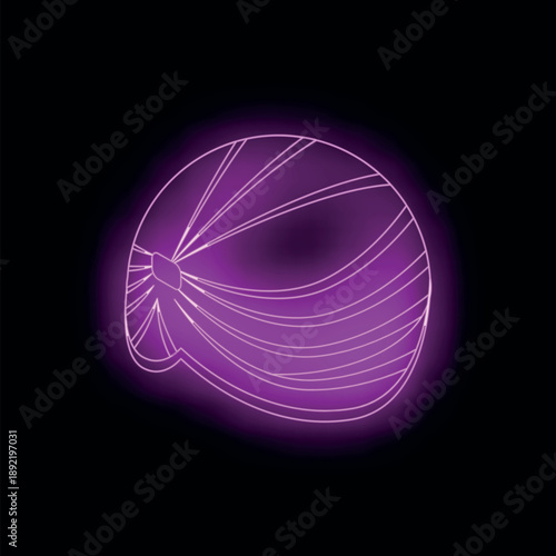 Neon purple turban representing sikh religion glowing on black background