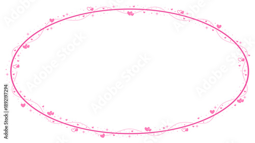 Circle Oval Border Frame And Sparkling Love Hearts Pattern Ornament