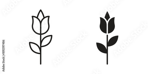 Flower tulip icon vector isolated on white background. Simple icon set.