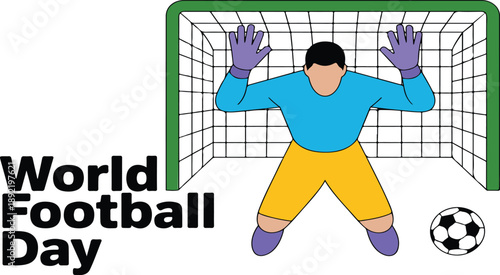 Goalkeeper Defending Goal – World Football Day Vector Illustration