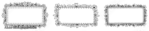 Hand drawn floral rectangular frames and border decorations