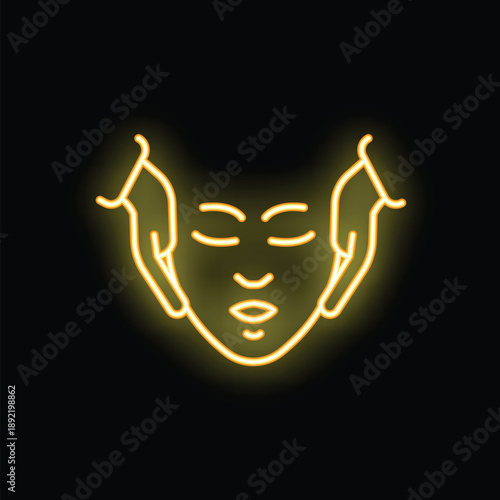 Neon sign for a spa or beauty salon, showing a relaxing head massage