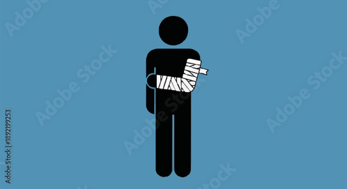 Person with broken arm cast medical injury.