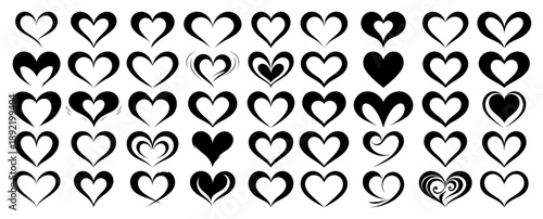 Large collection of decorative heart symbols for romantic designs