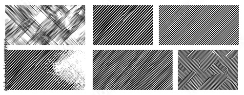 Set of grunge scratches and diagonal line shading textures