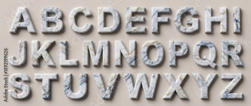 Marble Stone Texture Alphabet Letters Natural Veins and Luxury Finish