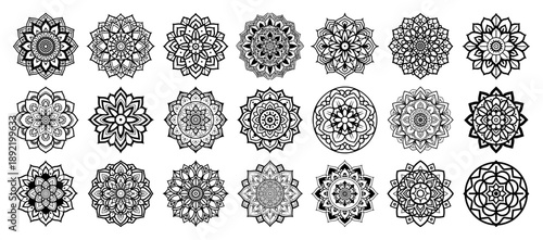 collection of intricate black and white mandala designs for coloring