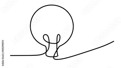 Minimalist continuous one line drawing of a lightbulb representing a creative idea or innovation. Hand drawn vector illustration isolated on transparent background.
