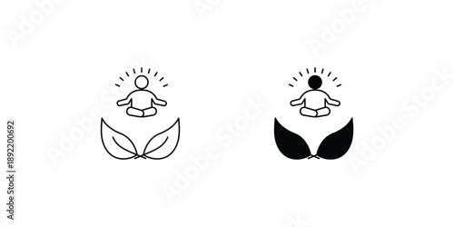 Inner Peace set icon with white background vector stock illustration