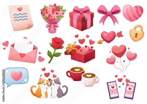 set of valentine gift icons