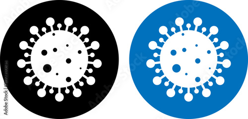 Virus icon set with black and blue backgrounds